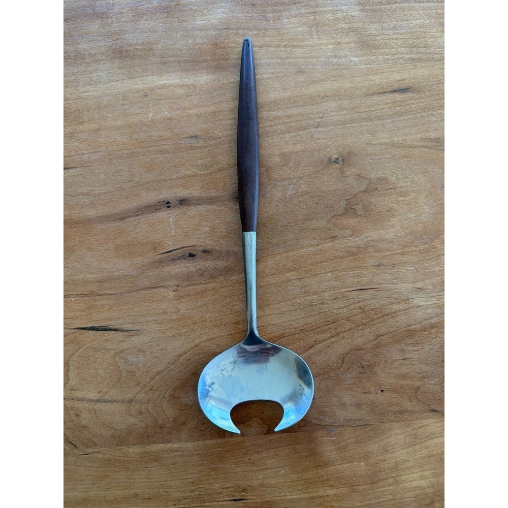 American Tempo Mid-Century Modern Stainless Serving Spoon with Wood Handle, Japa